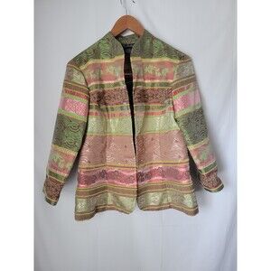 K Studio Collection Women's Size 12 Multi-Color Brocade Open Front Jacket Blazer